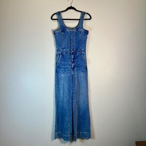 Dear John Denim Jumpsuit | XS | Wide Leg Button-Front Utility One-Piece